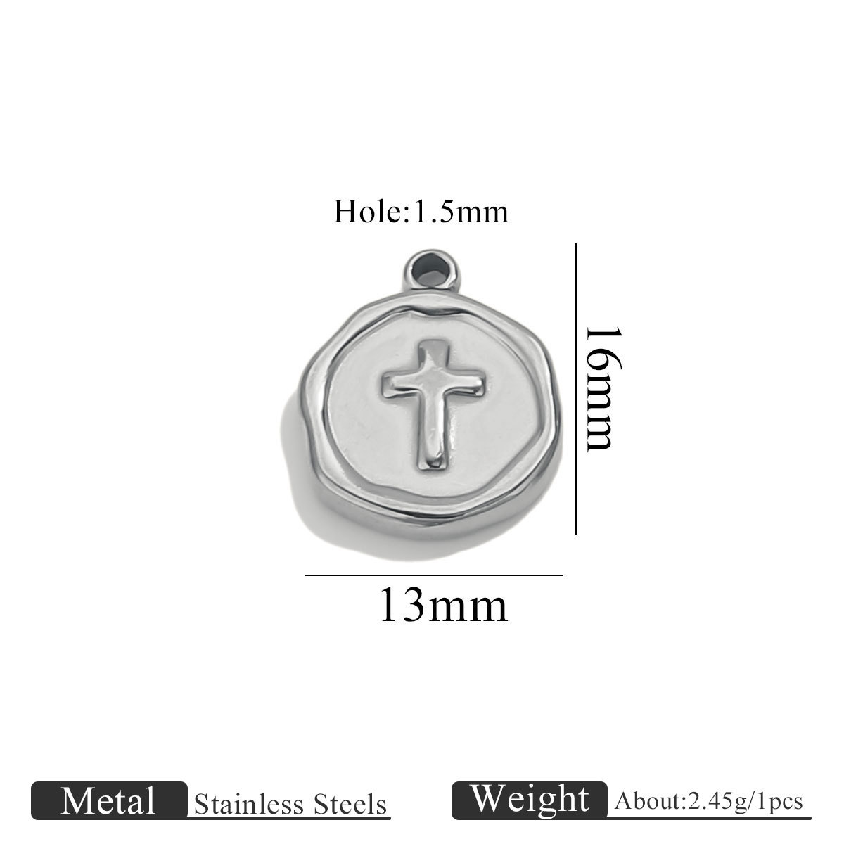 Steel color small pendant-cross
