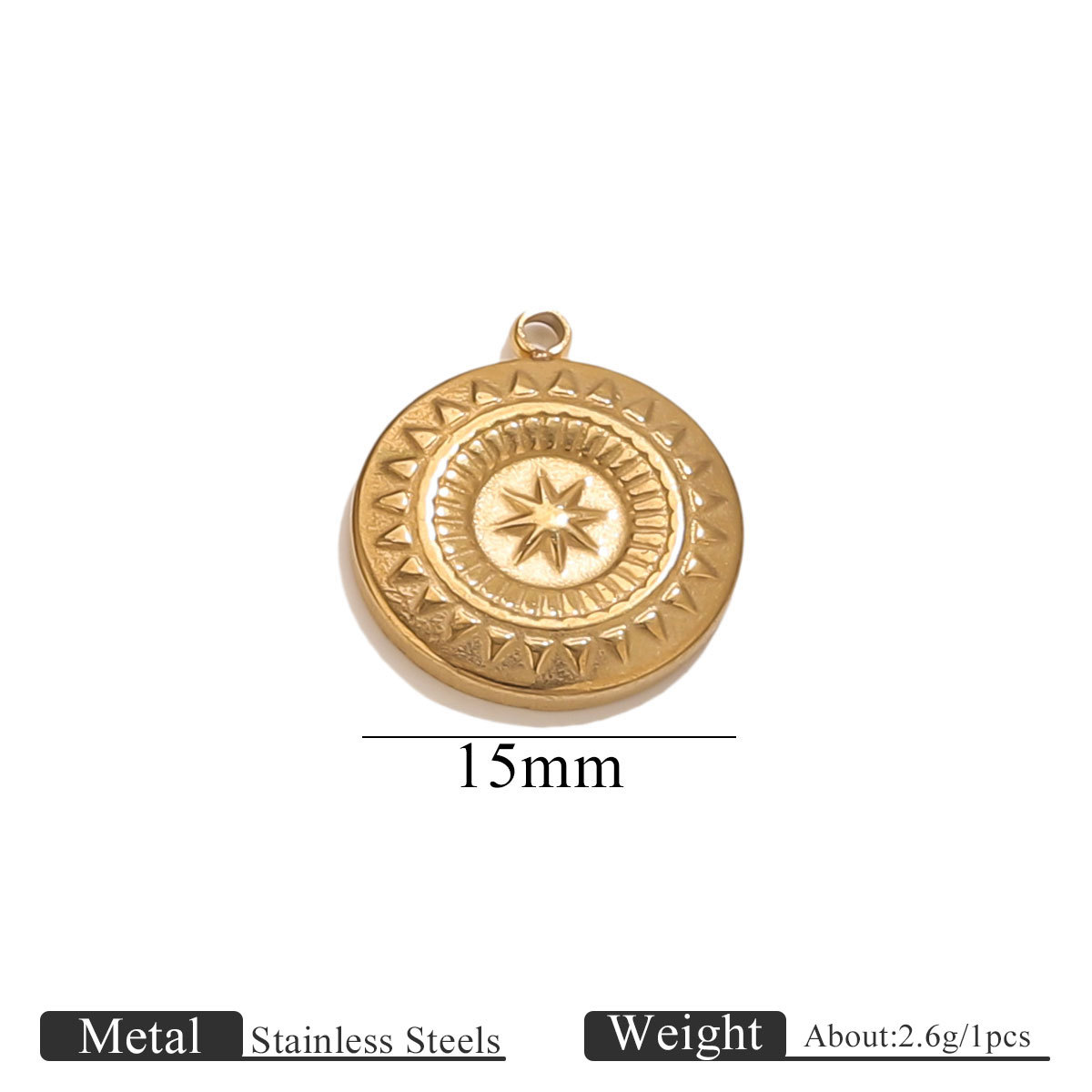 Gold round star pendant