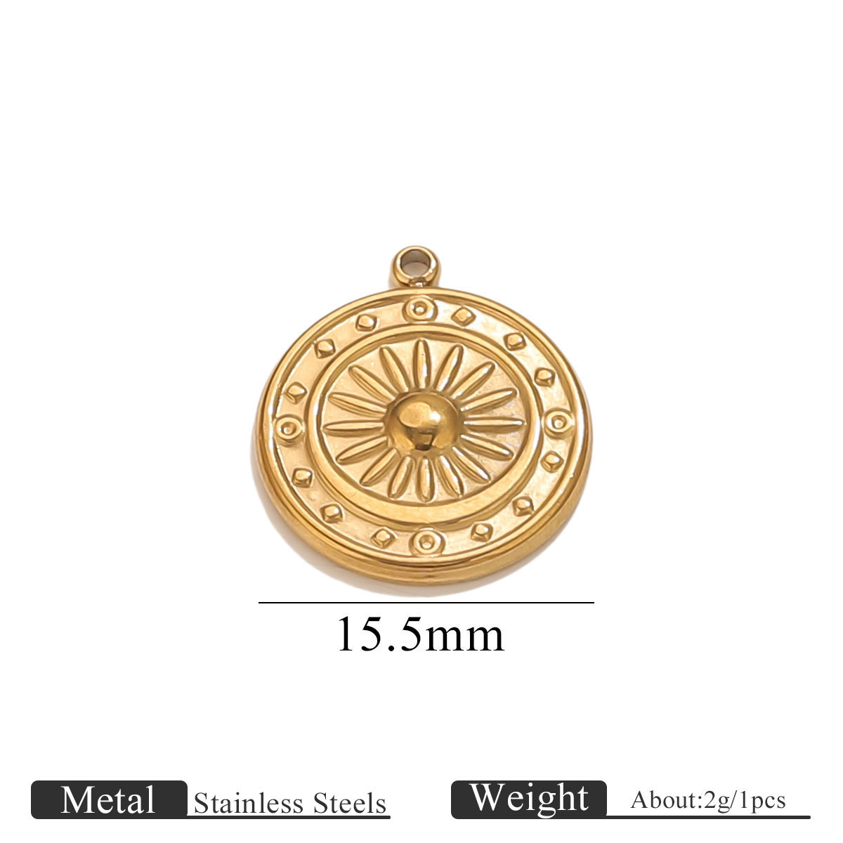 Gold round flower pendant
