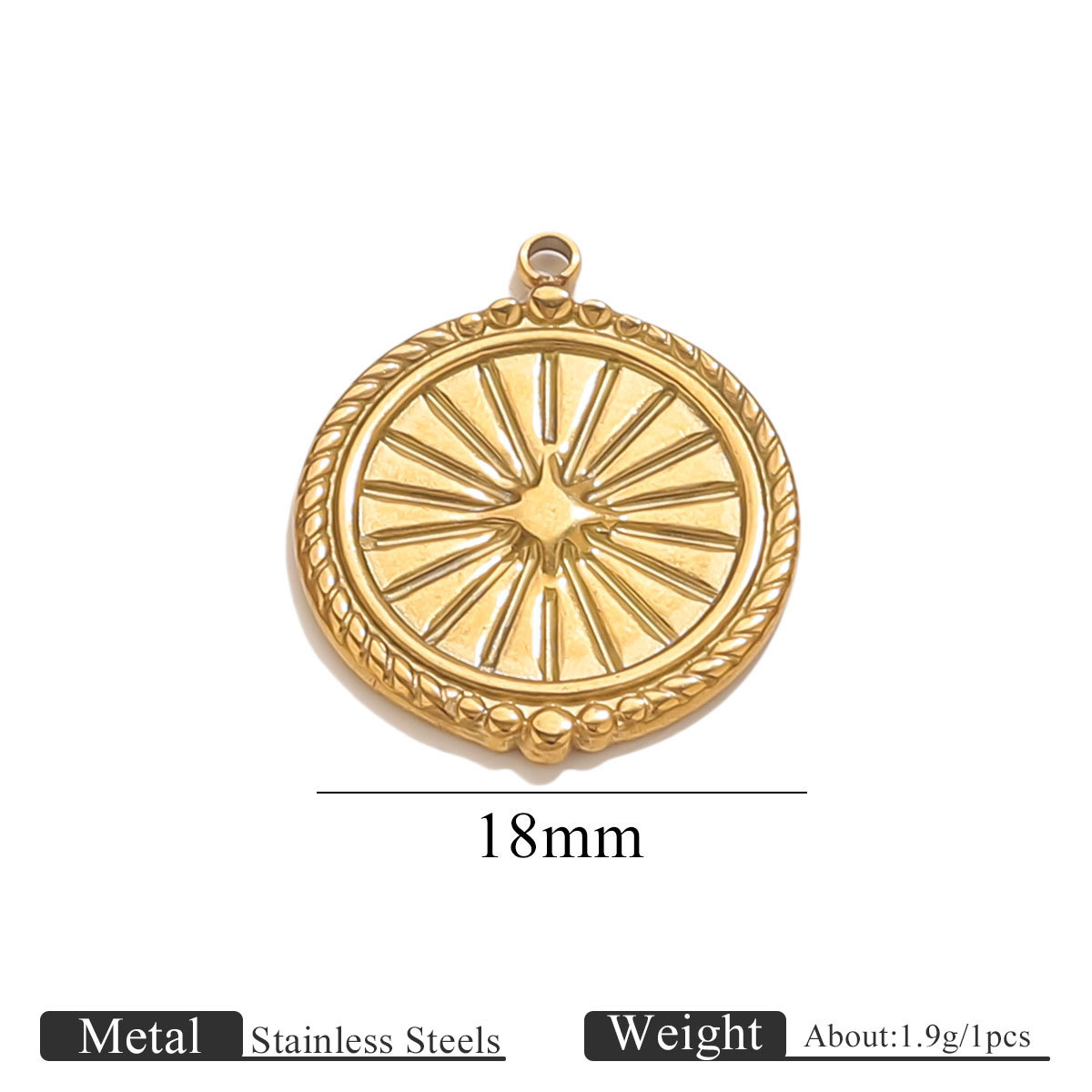 Golden round radiating flower pendant