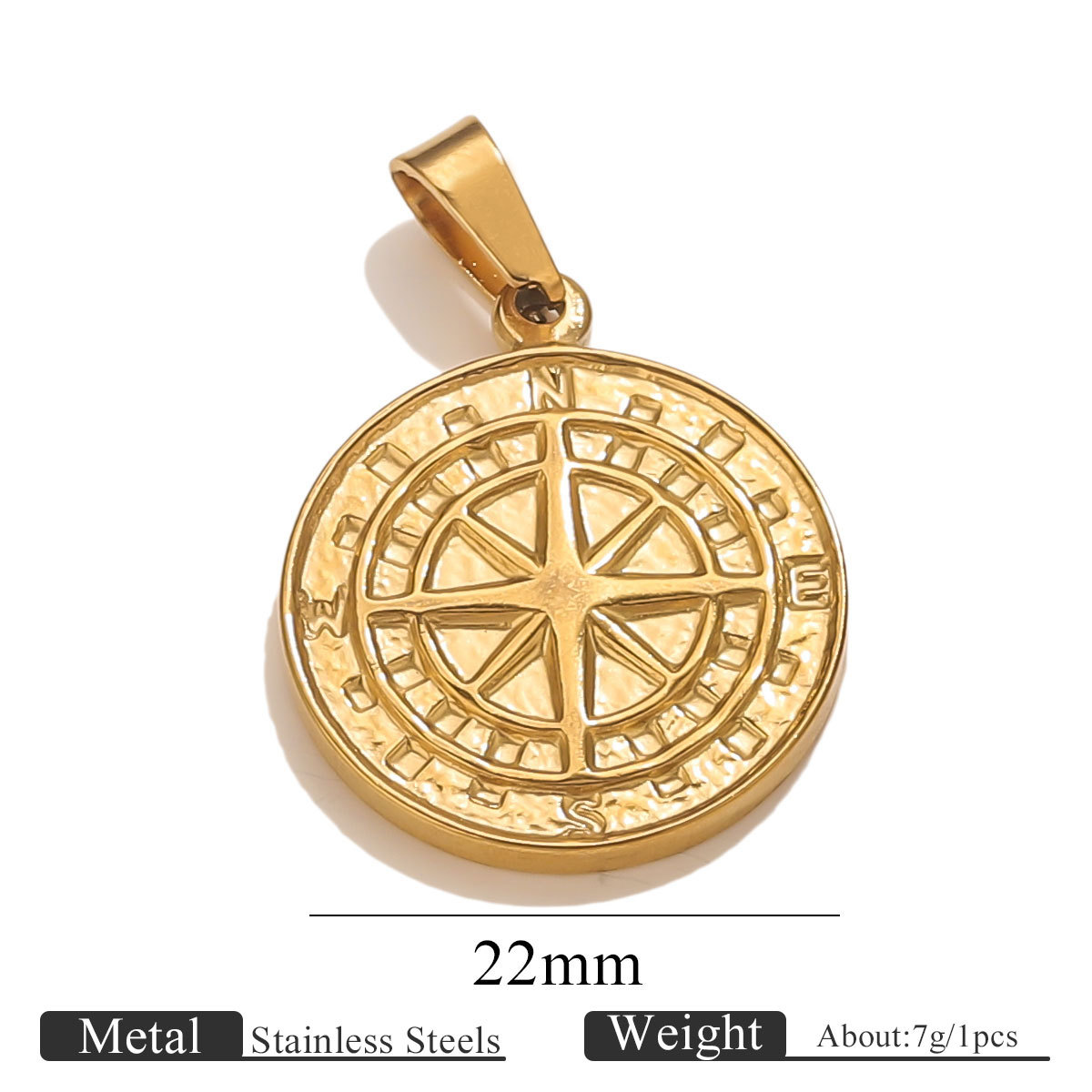 Compass melon seed buckle pendant - gold