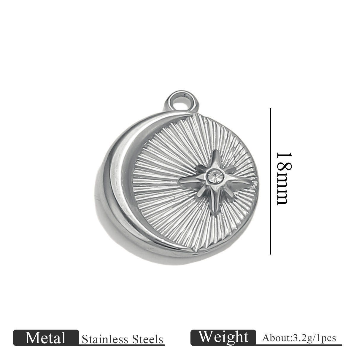 Moon sun launch pendant - steel color