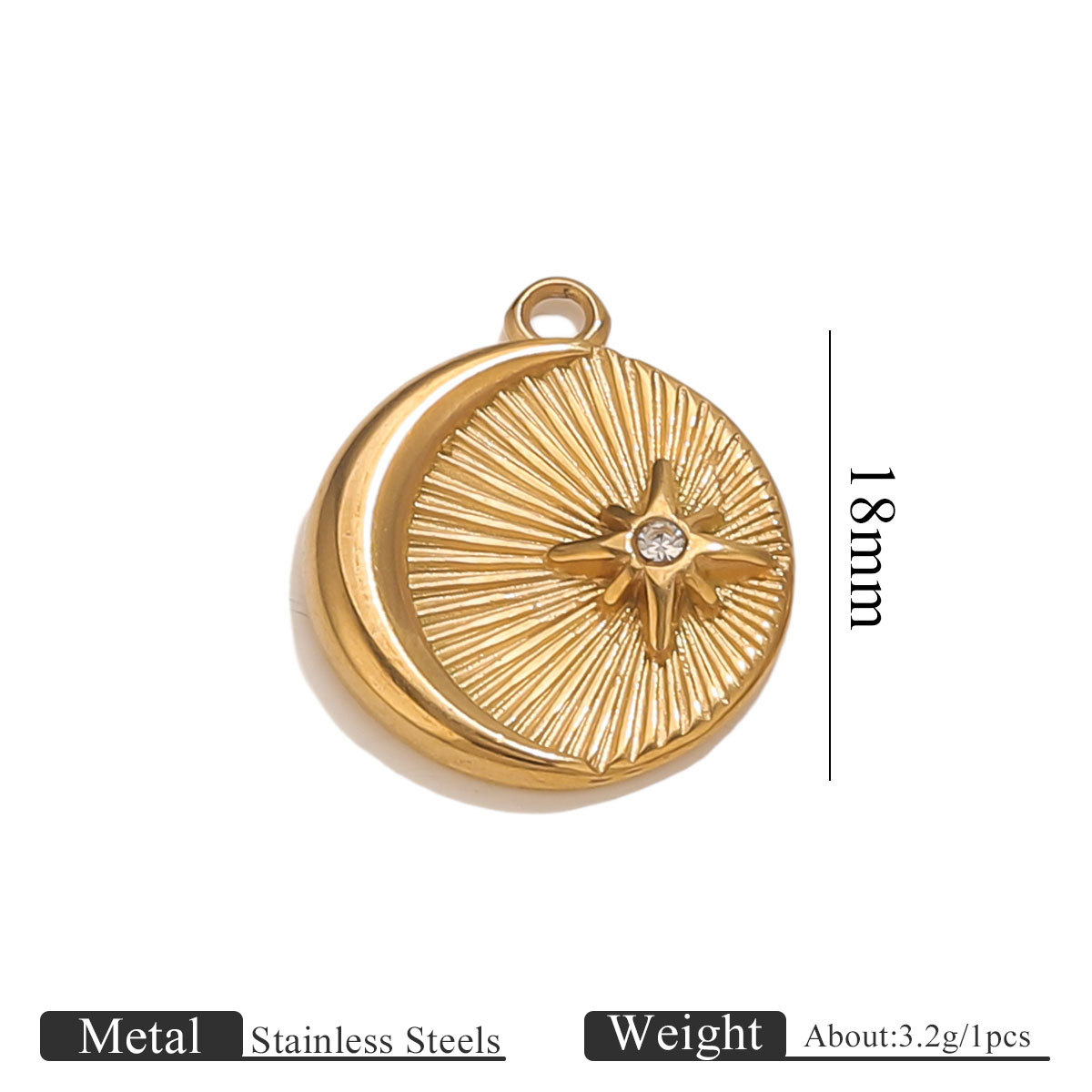 Moon sun launch pendant - gold