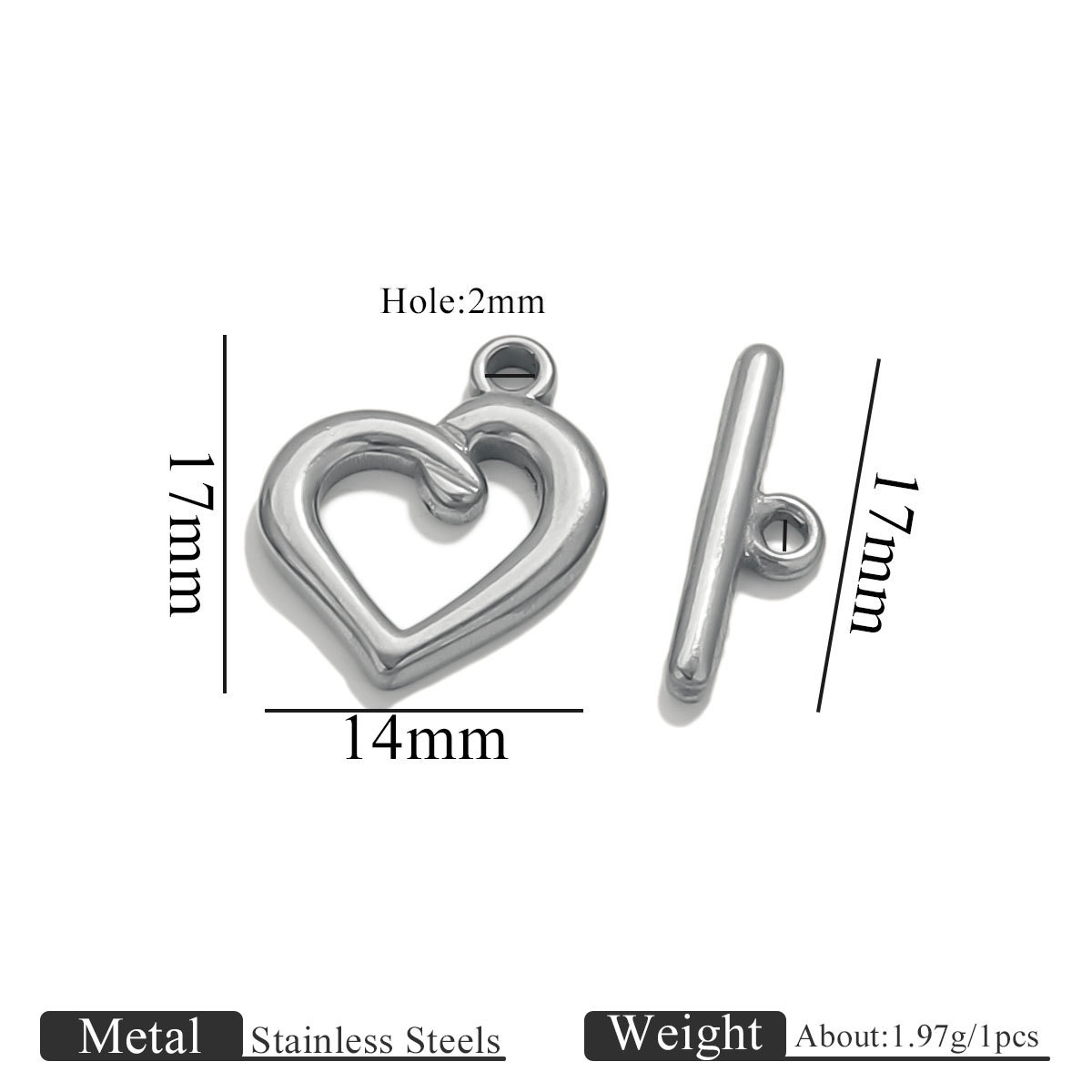 Steel color-twisted heart