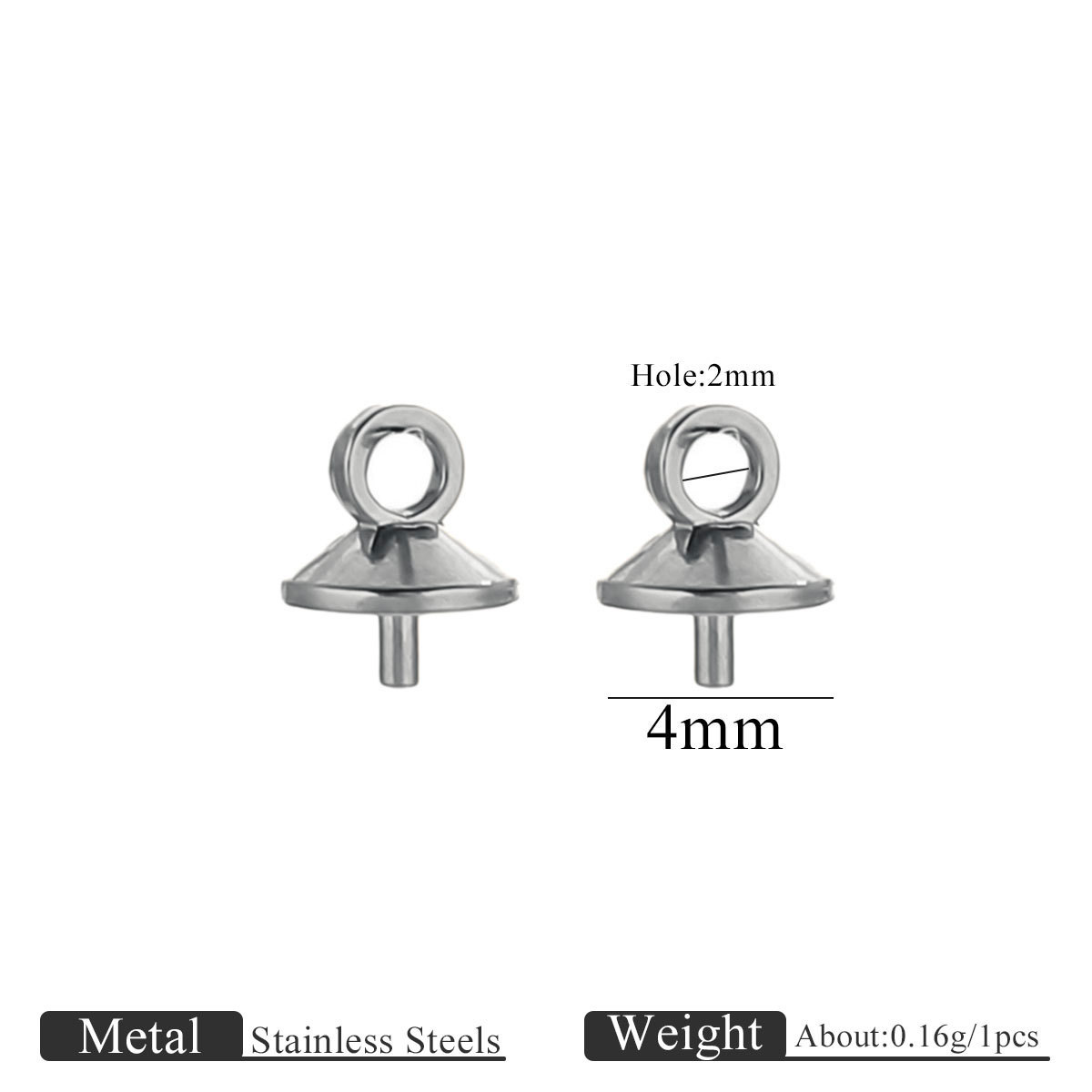 Steel color bead cap-4mm