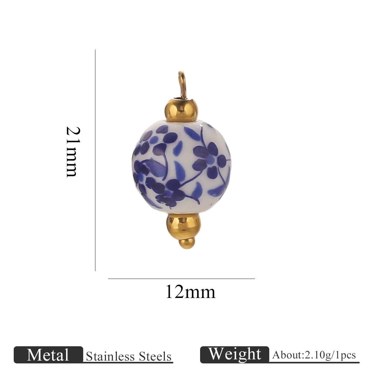 Blue and white floral 12mm