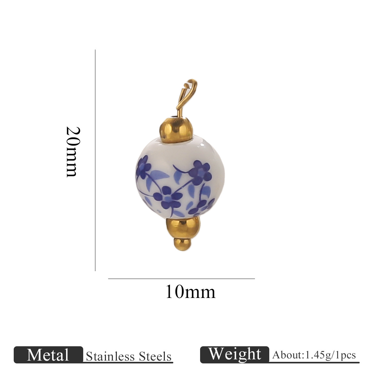 Blue and white floral 10mm