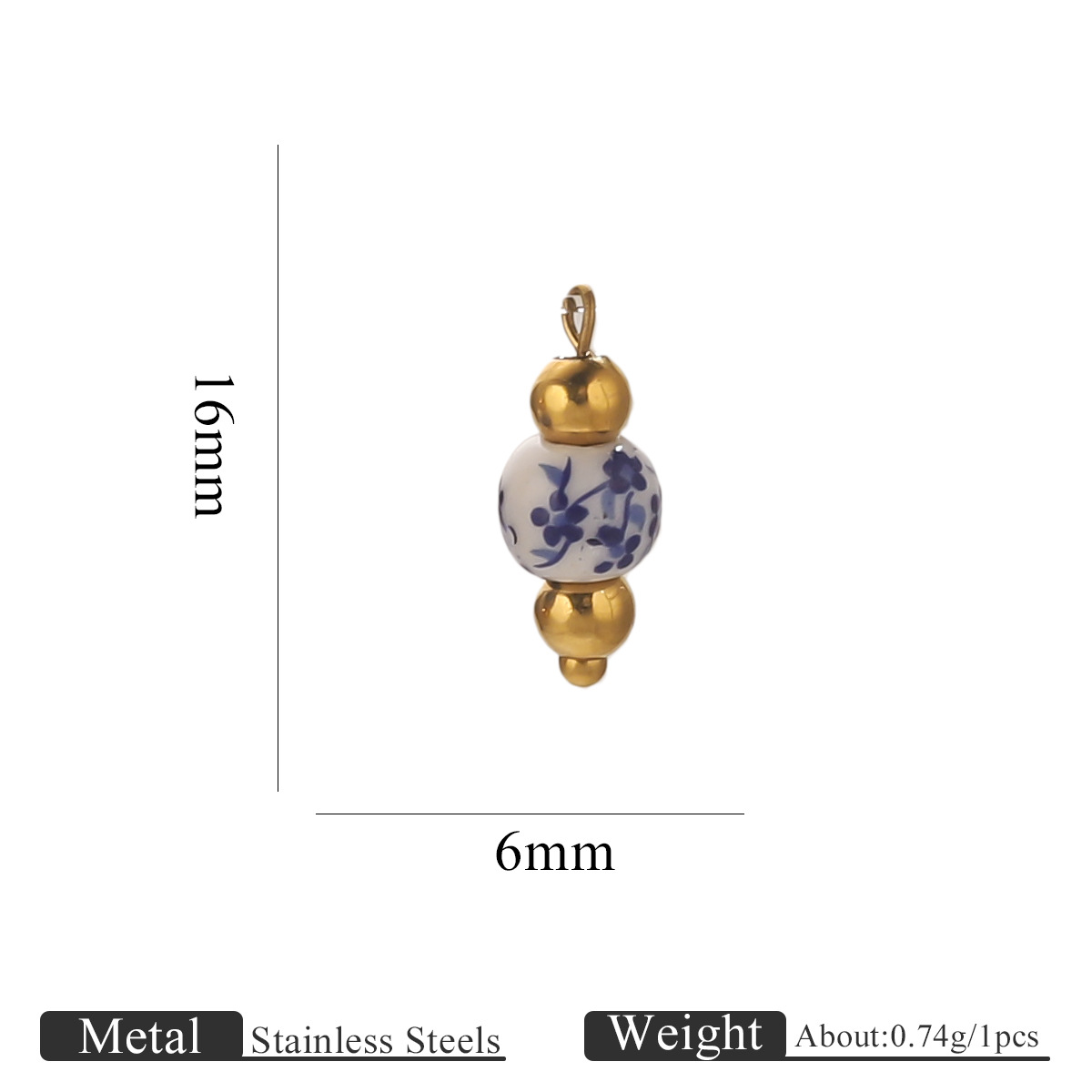 Blue and white floral 6mm