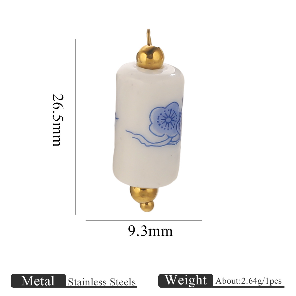 Light blue plum blossom 9.3*17mm straight tube