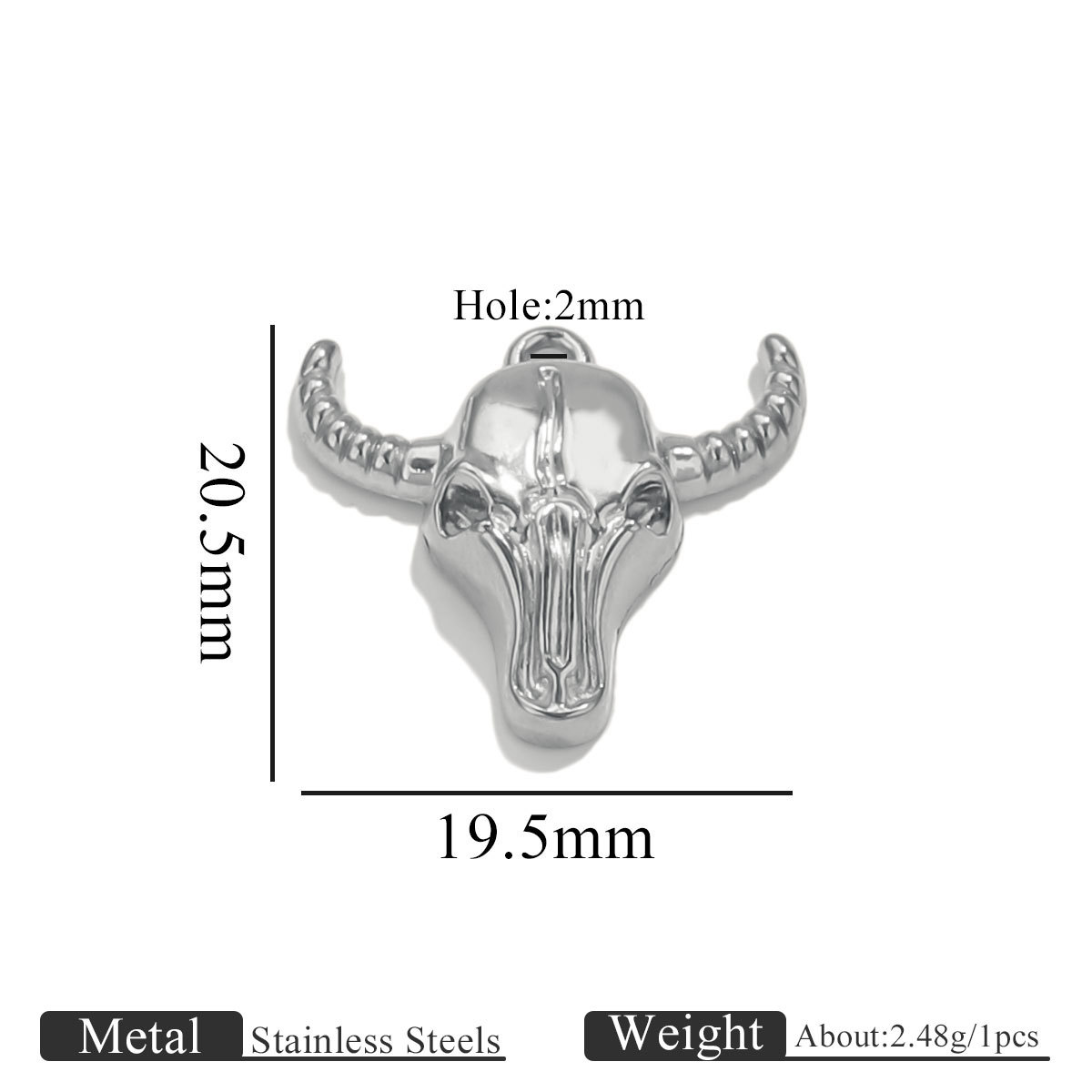 Horn pendant horn stripes-1033-steel color