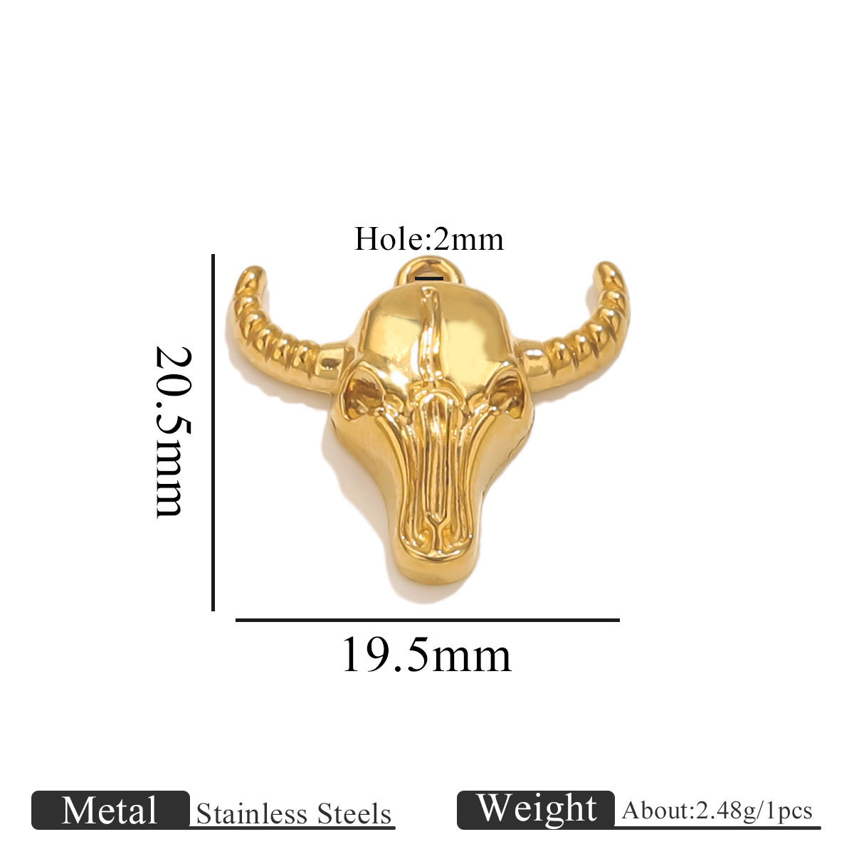 Horn pendant horn stripes-1033-gold