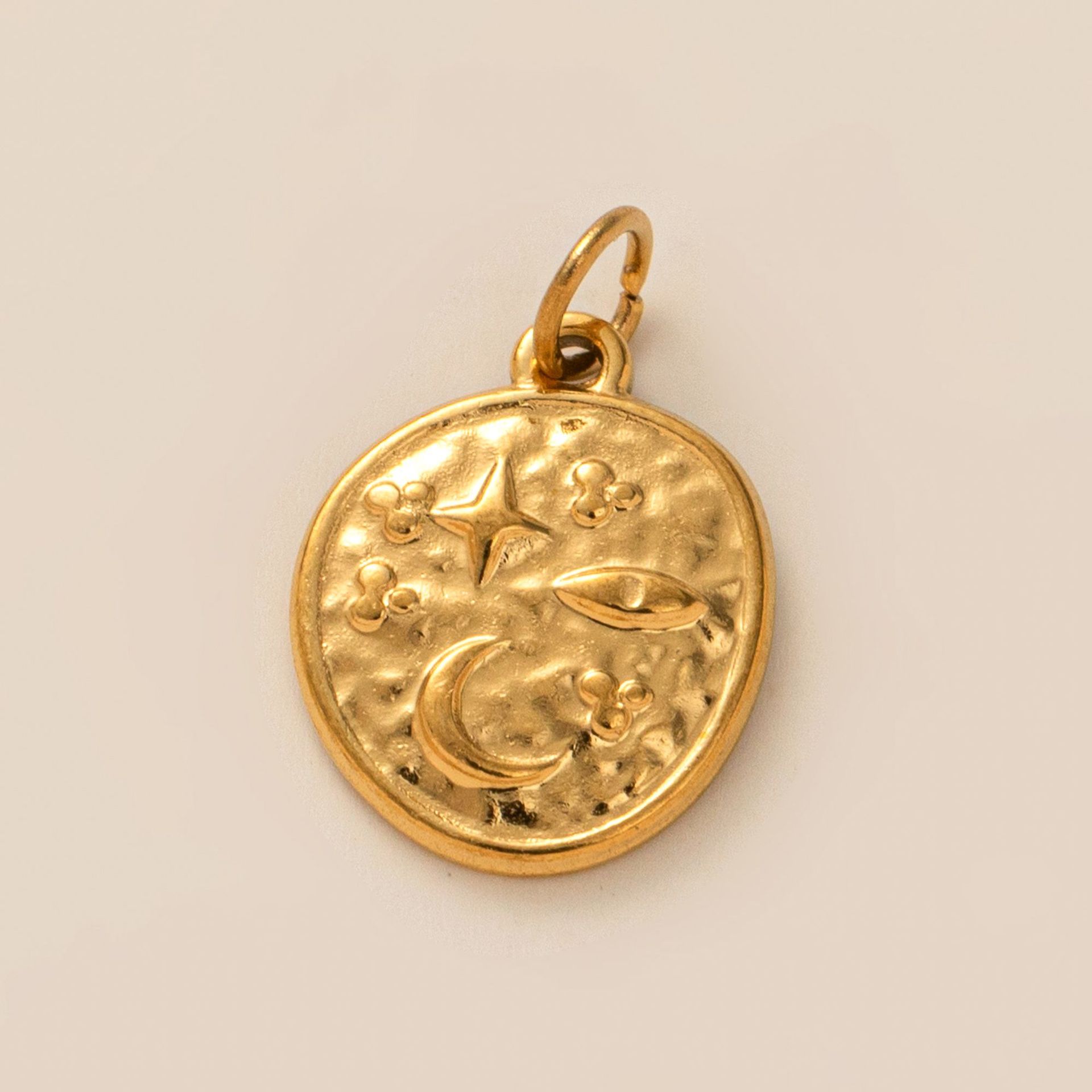 Star and moon ancient money pendant