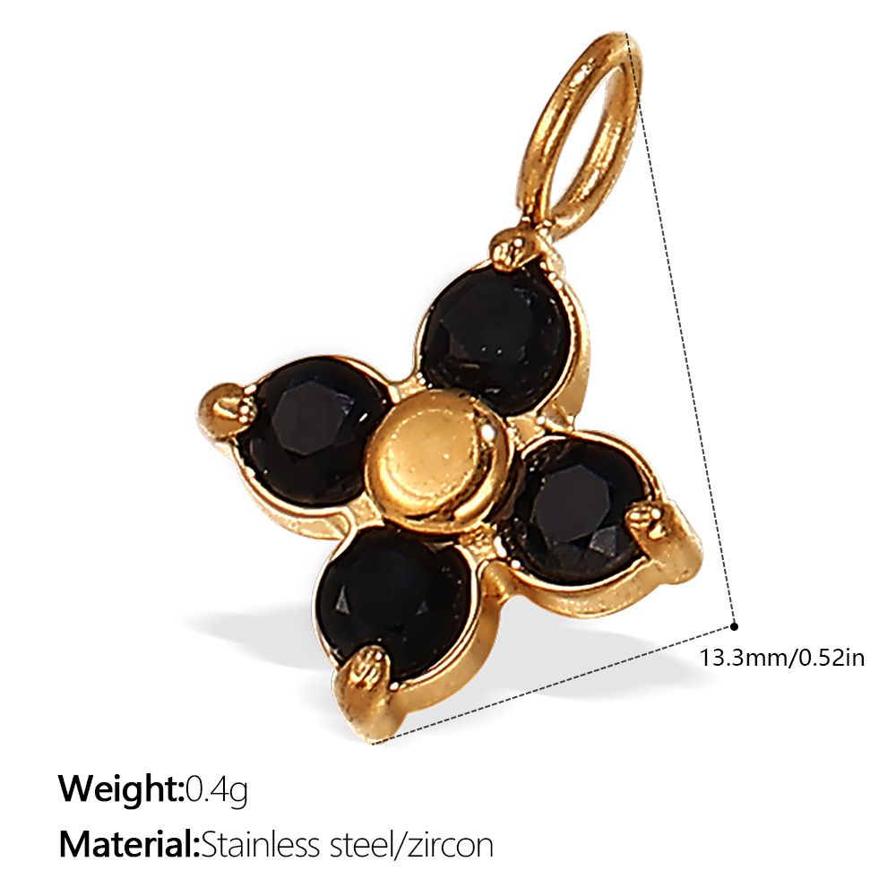 Pj392bkg black zirconium gold pendant