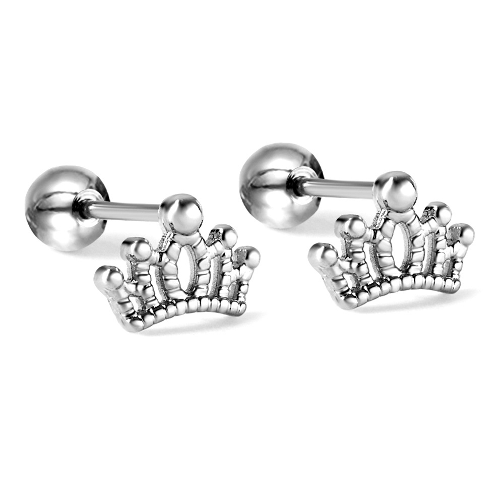Steel ball plug Crown ear studs EA624901S