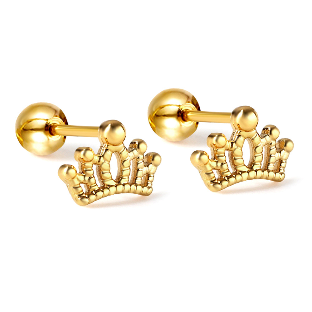 Steel ball plug Crown ear studs EA624901G