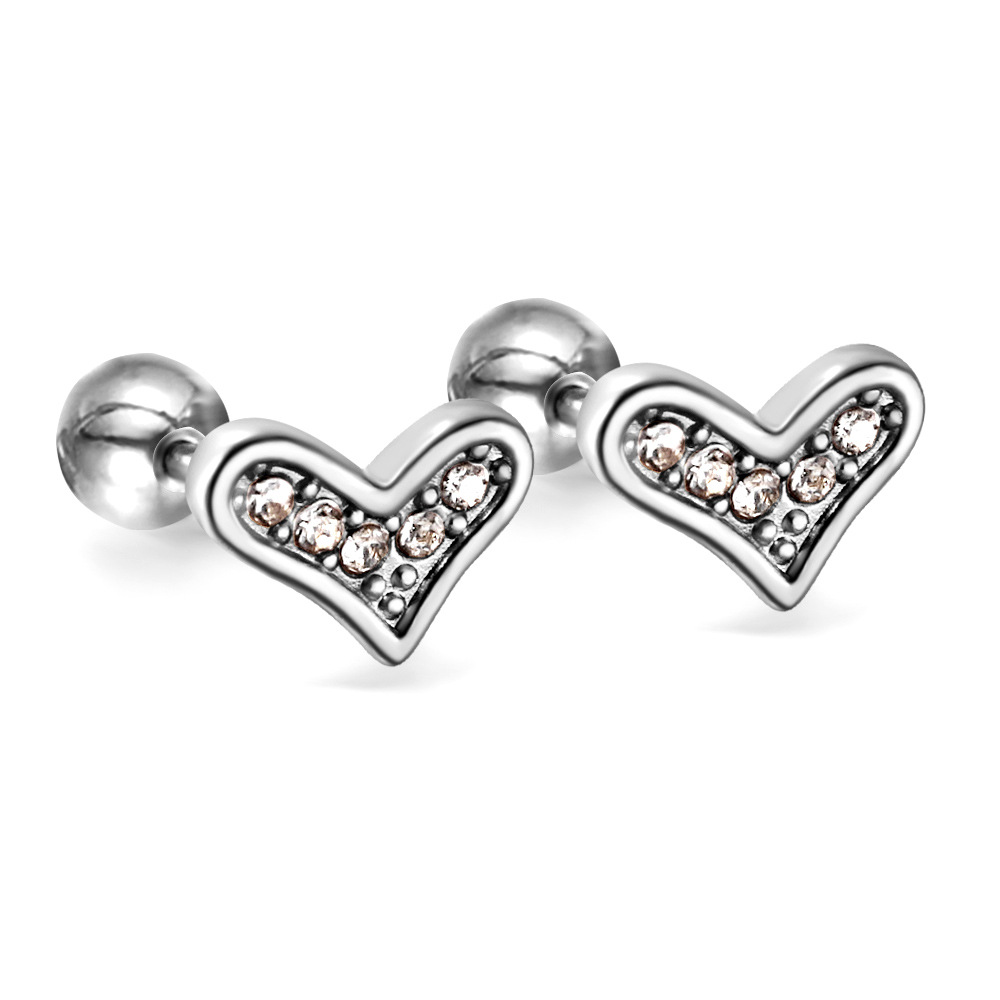Steel ball plug Crooked Star white diamond ear studs EA626302S