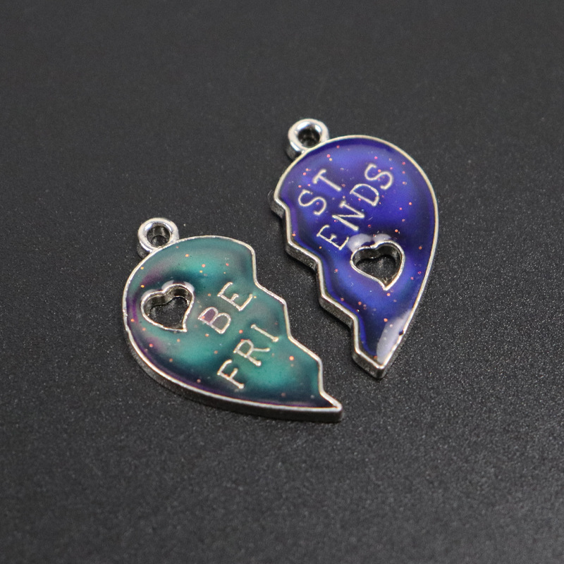 Hollow love bff color changing necklace