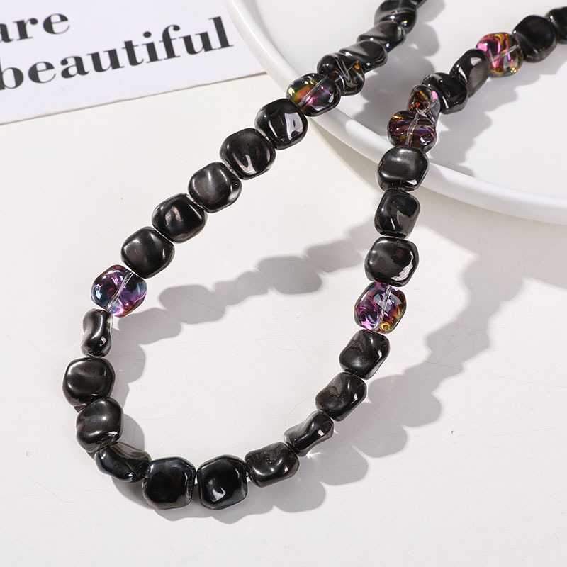 A string of black and purple