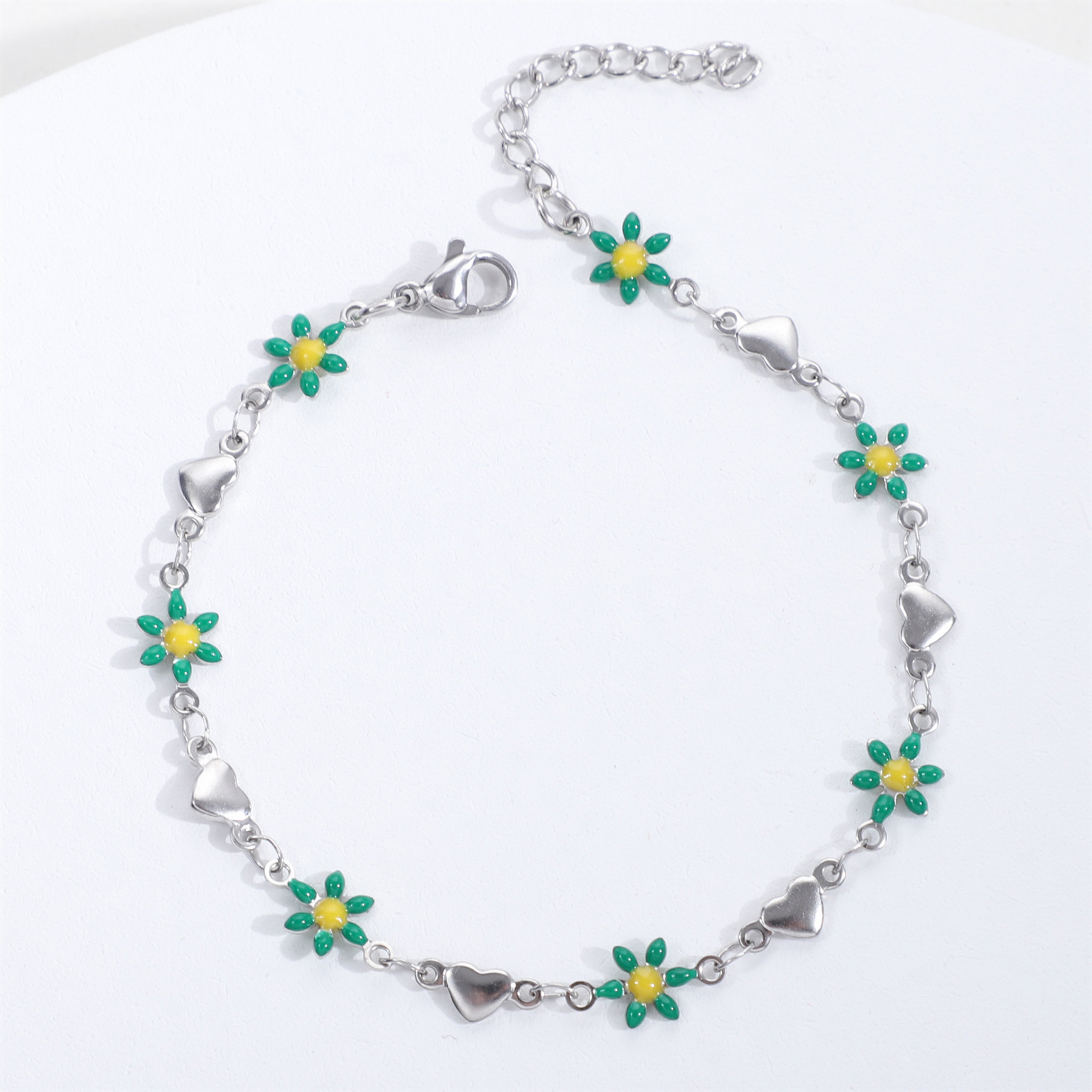 Steel peach heart + green chrysanthemum