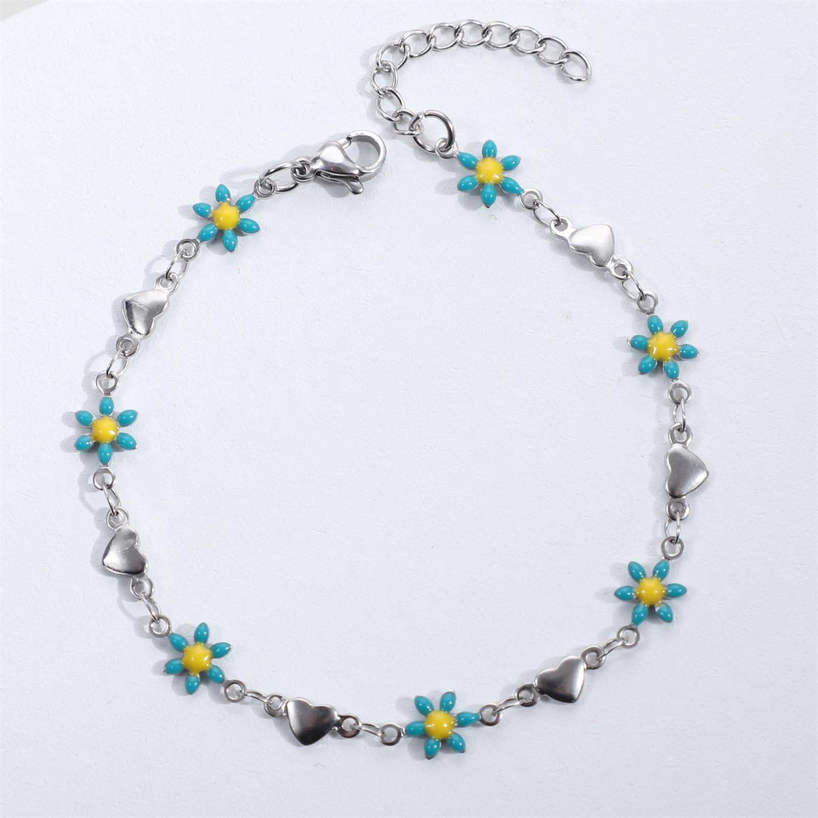 Steel peach heart + sky blue chrysanthemum