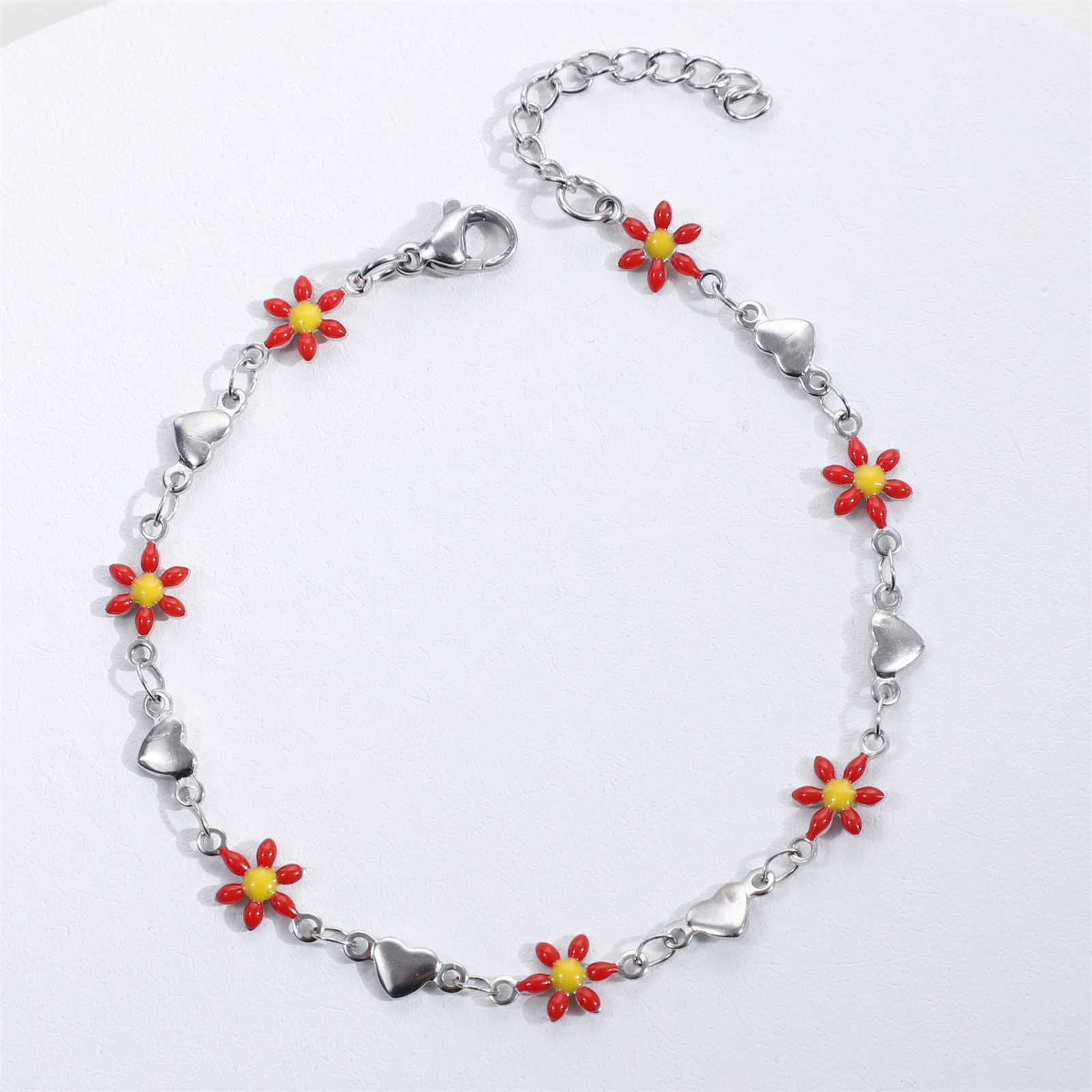 Steel peach heart + red chrysanthemum