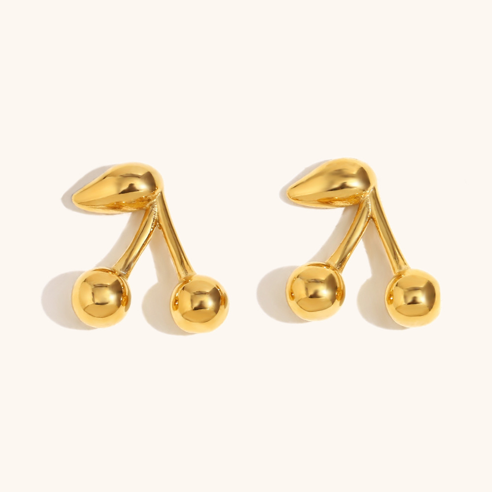 Small cherry earrings-gold
