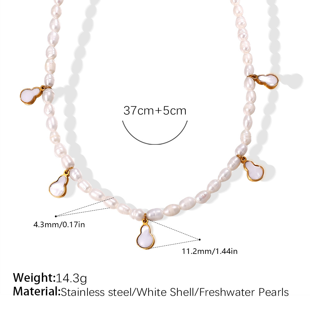 Xl471weg white shell freshwater pearl necklace