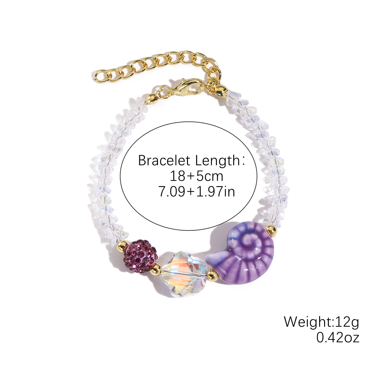 S2504-11 purple conch bracelet