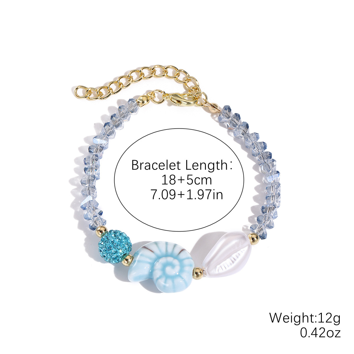 S2504-12 blue conch bracelet
