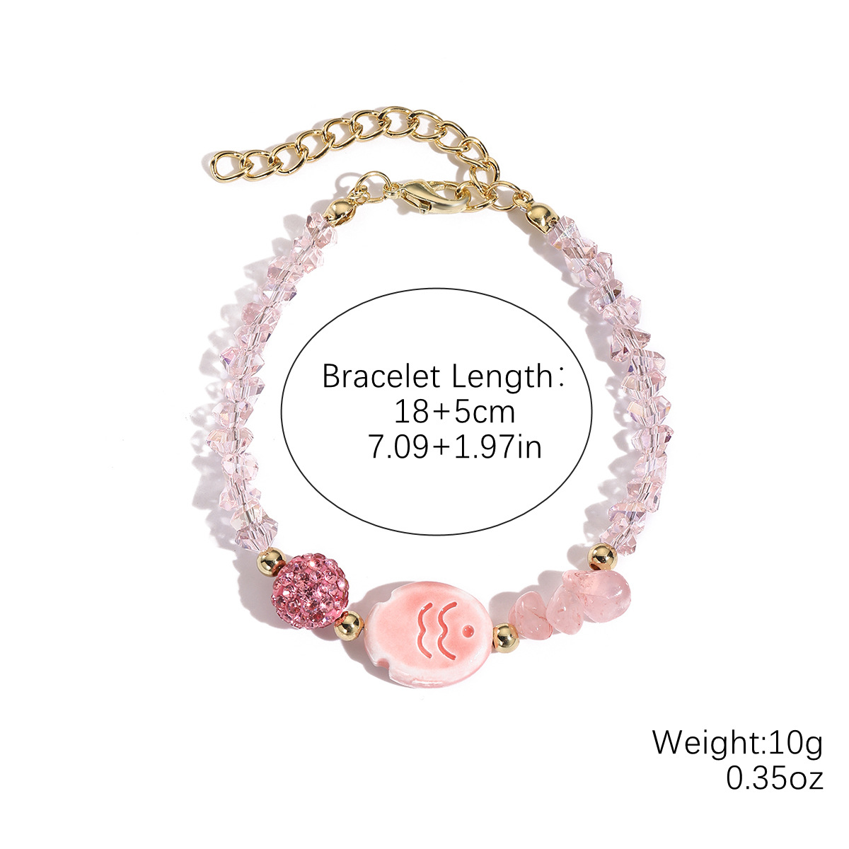 S2504-13 pink fish bracelet