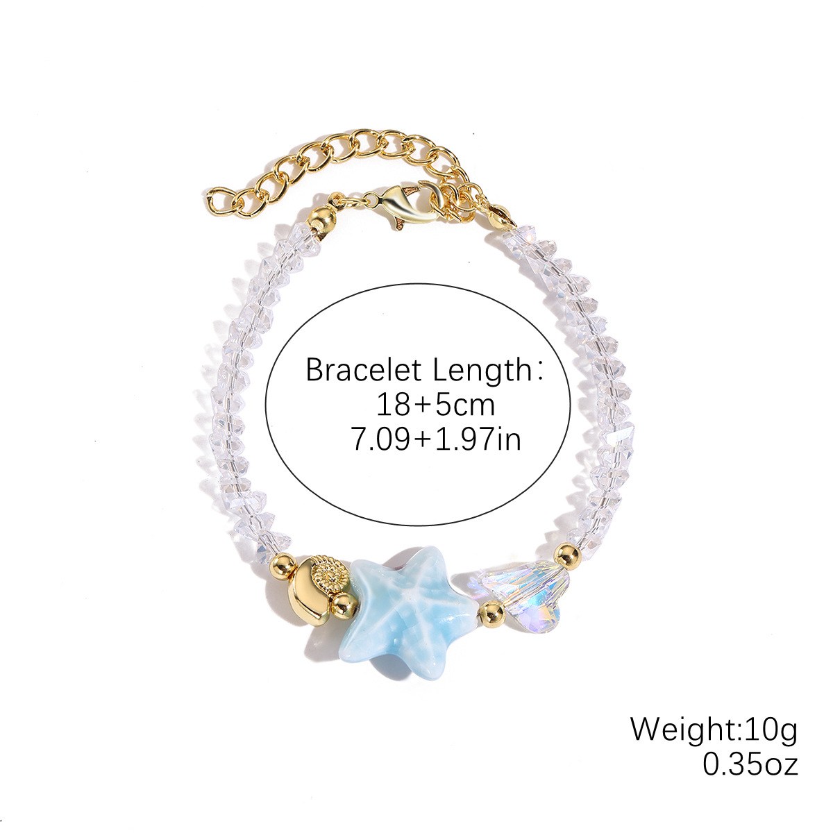 S2504-14 blue starfish bracelet