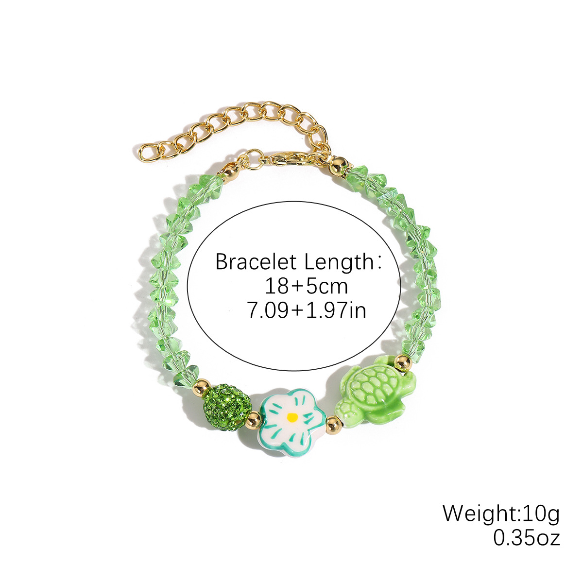 S2504-15 green turtle bracelet