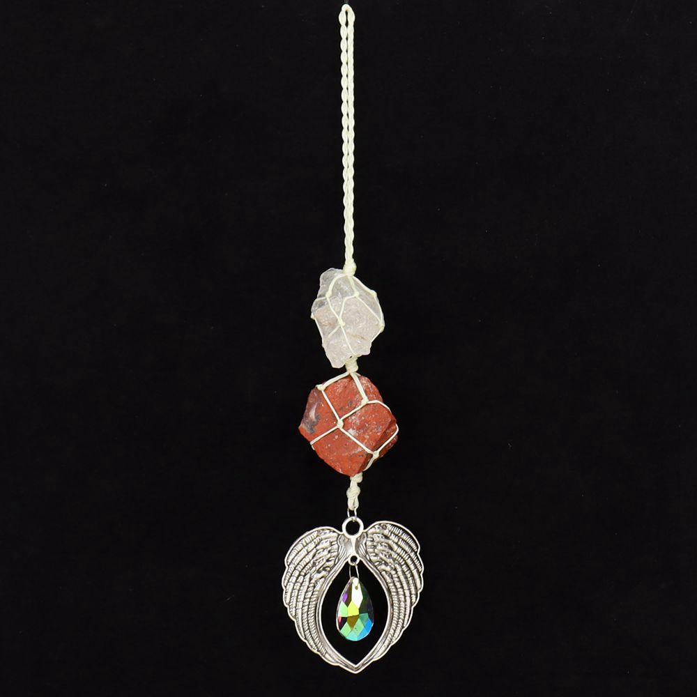 white crystal red stone