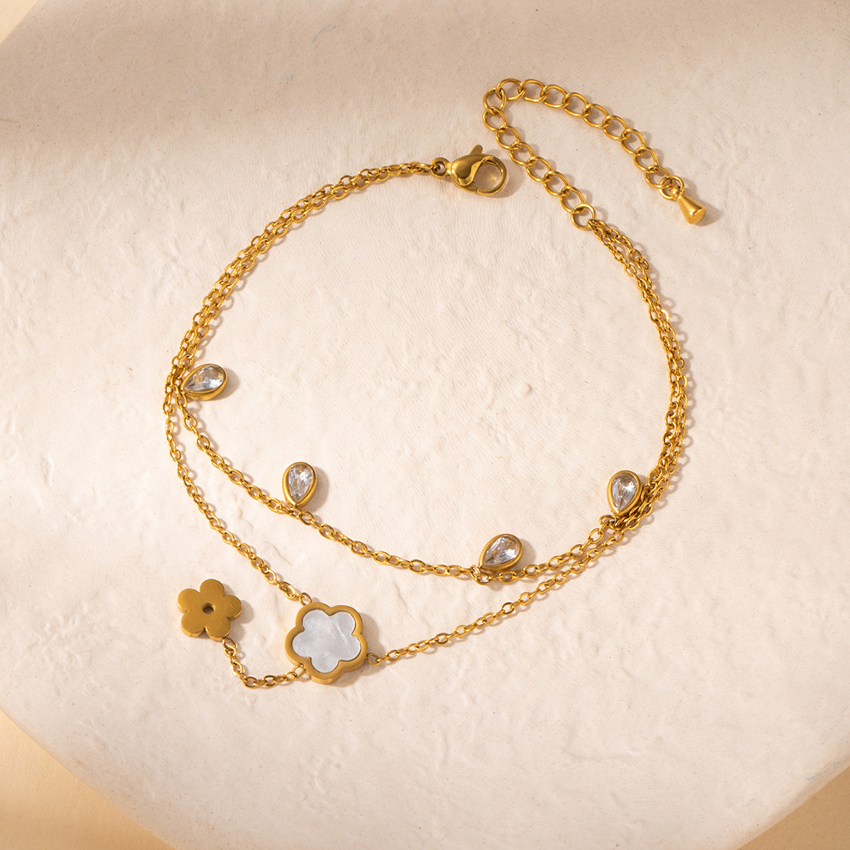 Double layer flower bracelet