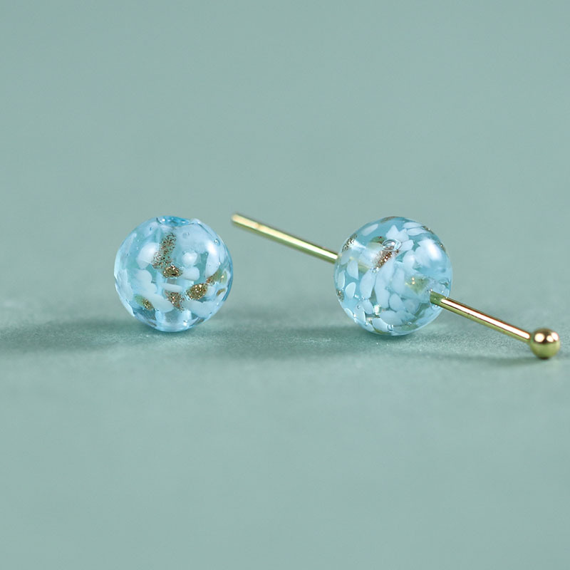 Rock sugar flower glass beads [light blue]