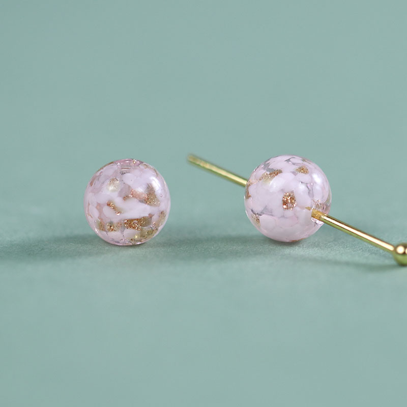 Rock sugar flower glass beads [pink]