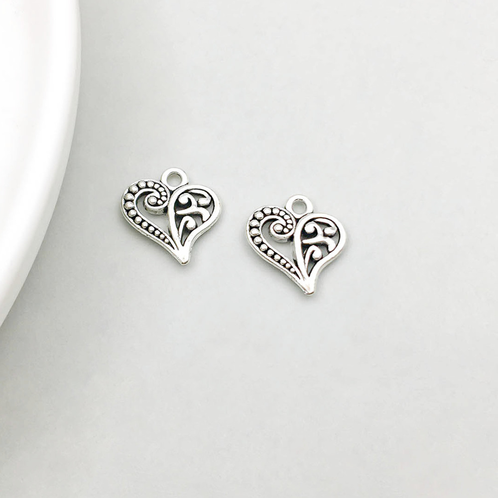 1 Ancient Silver Peach heart 13*12mm-0.8g-13340