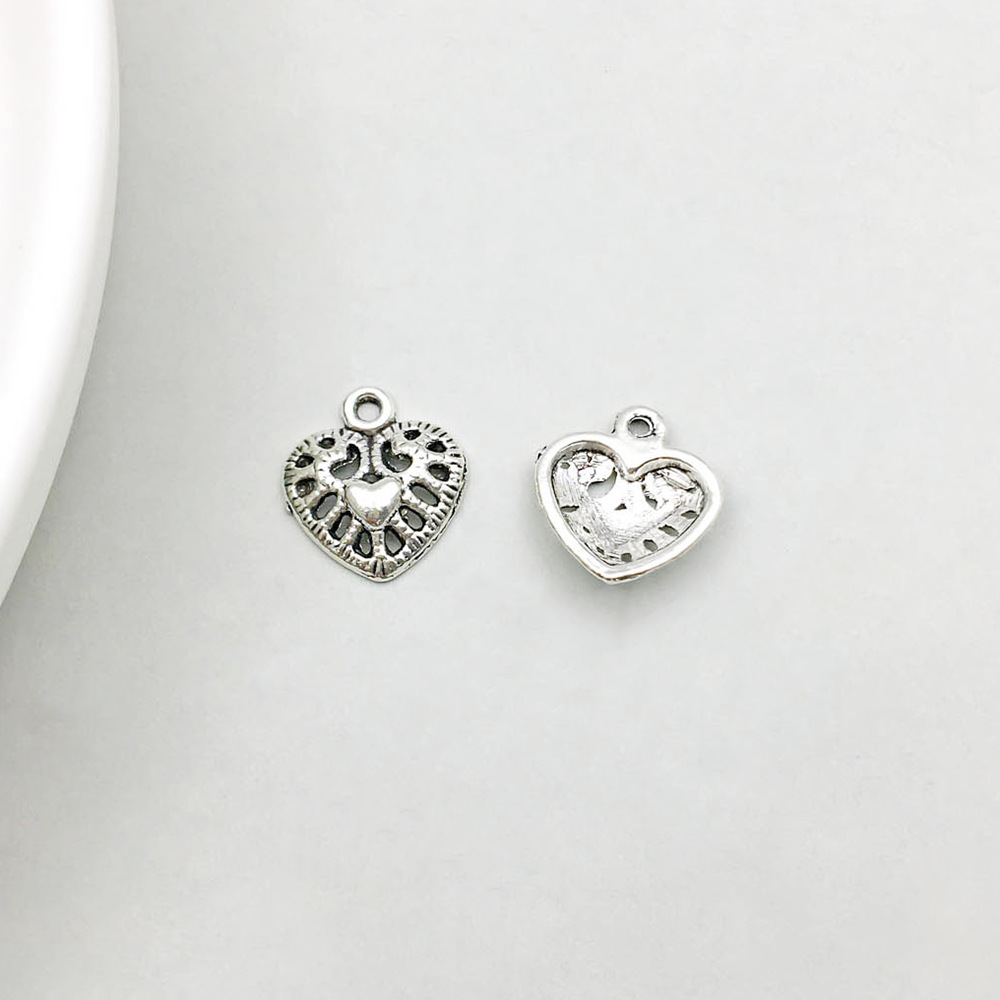 1 Ancient silver heart 10*11mm-0.5g-13343