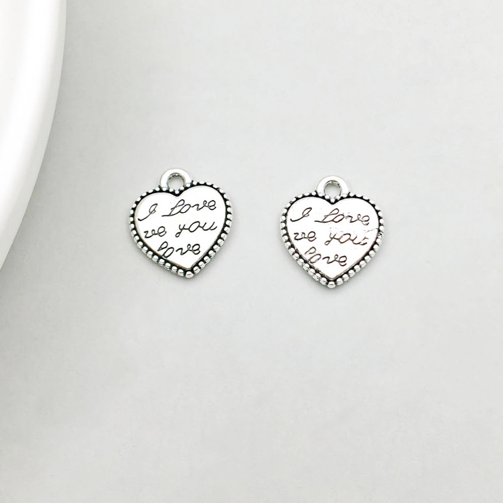 1 Ancient silver I love to you love love heart 12*13mm-1g-15488