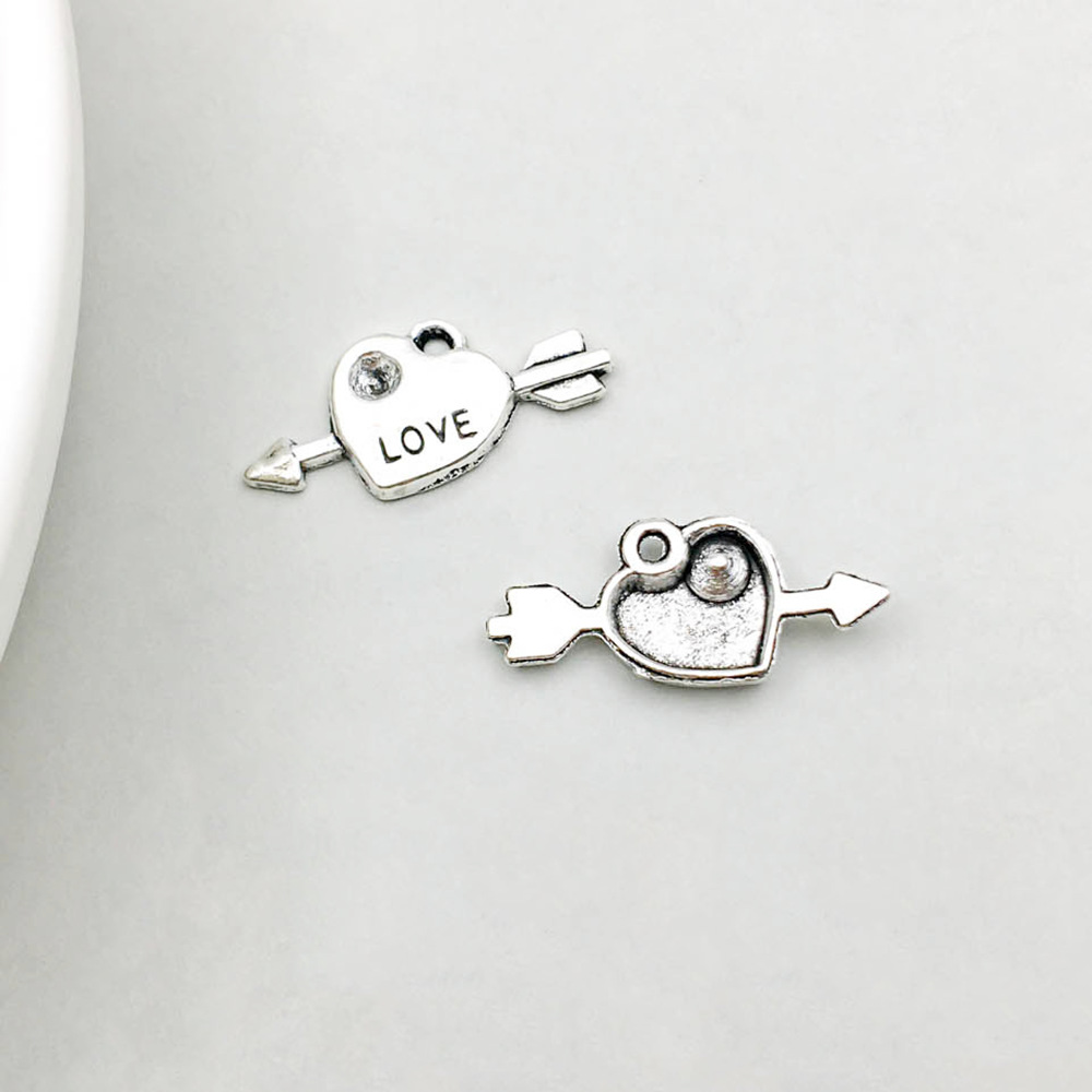 1 Ancient silver love arrow 17*11mm-0.6g-17358