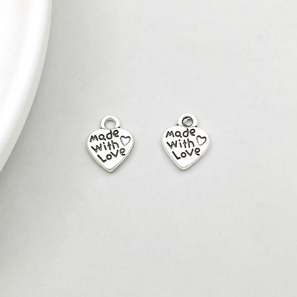 1 Ancient Silver Peach heart letter made with lvoe10 * 12mm-0.6g-b275