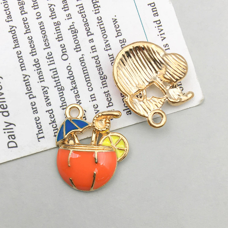 1 orange-yellow oil drop coconut juice pendant 15*18mm-1.9g-14961