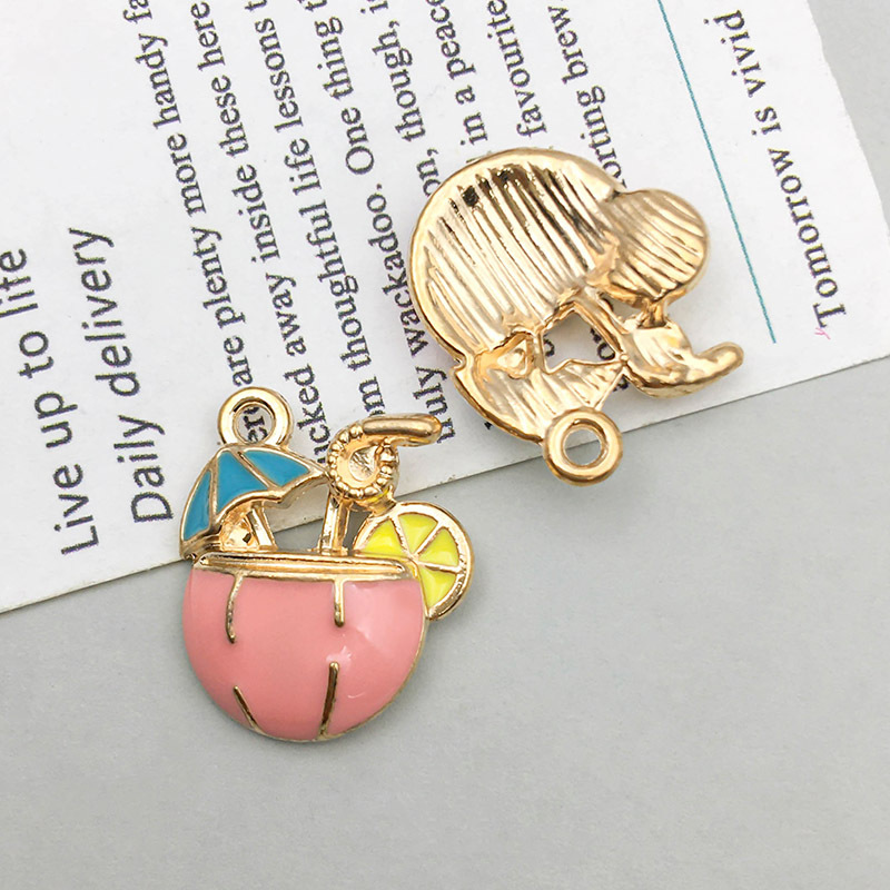 1 pink oil drop coconut juice pendant 15*18mm-1.9g-14962