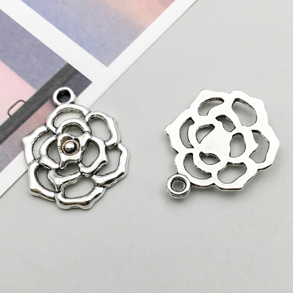 1 ancient silver hollow flower 17*22mm-1.3g-4369