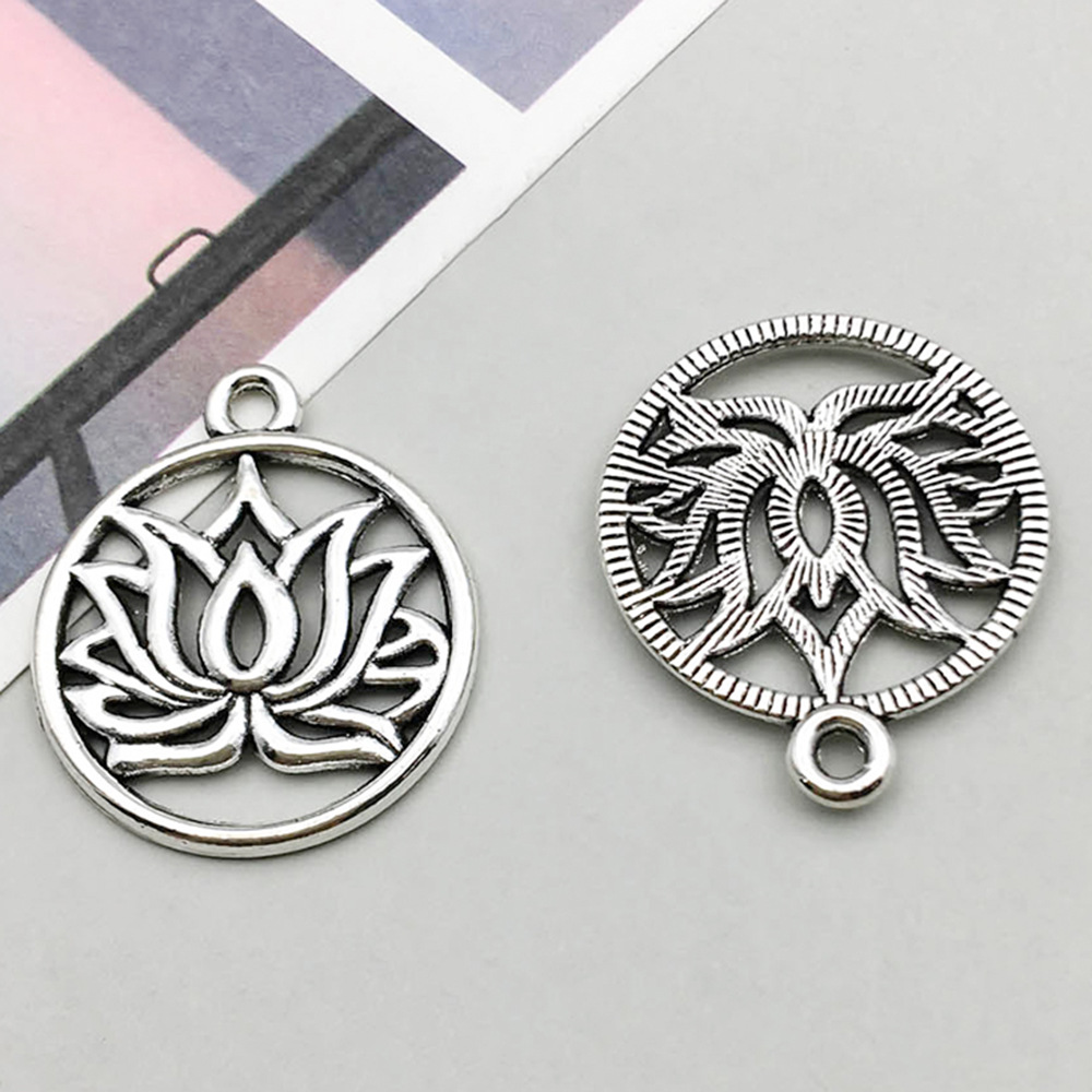 1 ancient silver round lotus 20*22mm-1.2g-10179