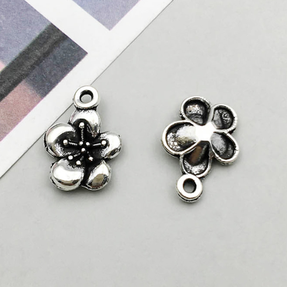 1 ancient silver plum 9*13mm-0.4g-10399