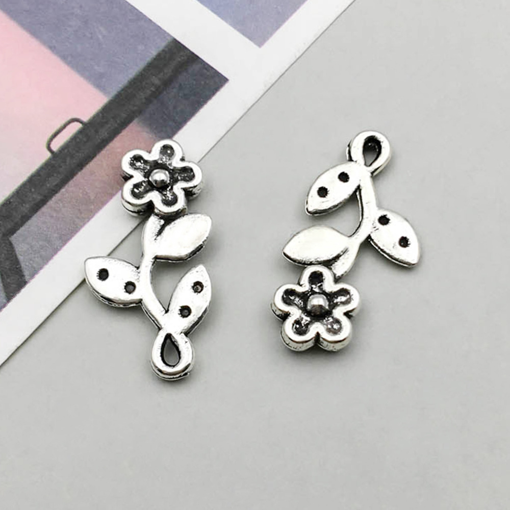 1 ancient silver flower 10*20mm-0.6g-10405