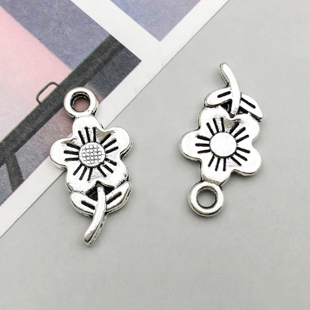 1 ancient silver sunflower 12*22mm-1.1g-10413