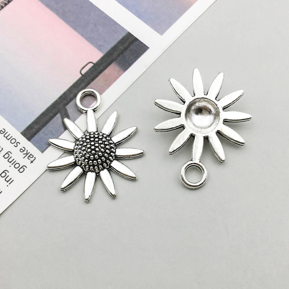 1 ancient silver sunflower 19*23mm-1.4g-11412