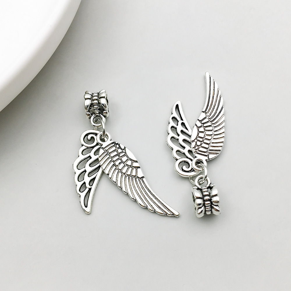 1 ancient silver double wings large hole beads 9*44mm-4.4g-11467